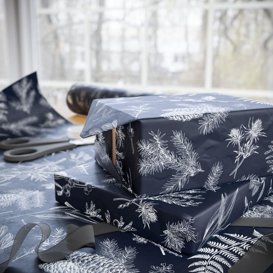 Blue Christmas Toile Holiday Gift Wrapping Papers | Christmas Toile Holiday Gift Wrap