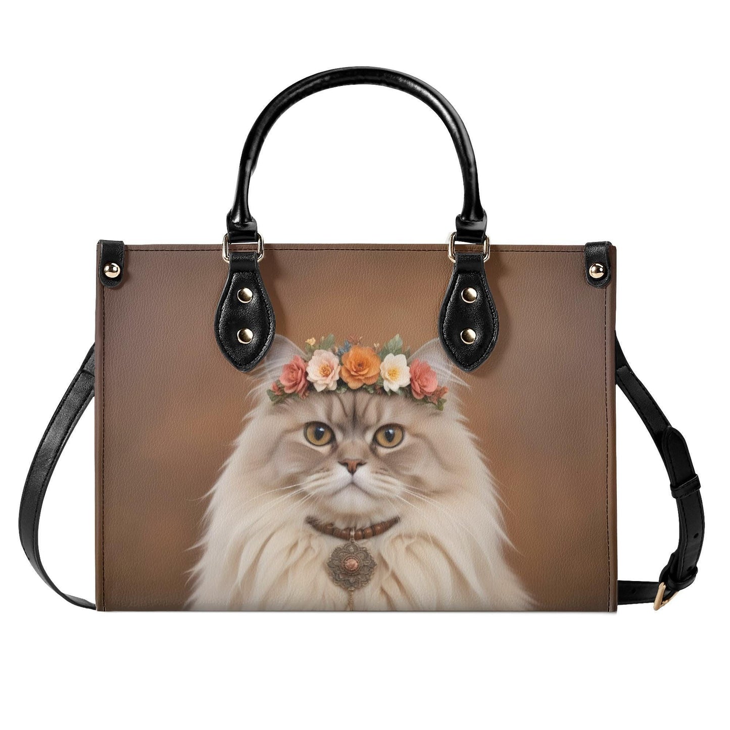Bohemian Princess Cat Crossbody Bag - Nature-Inspired Vegan Leather Purse, Unique Gift for Cat Lovers