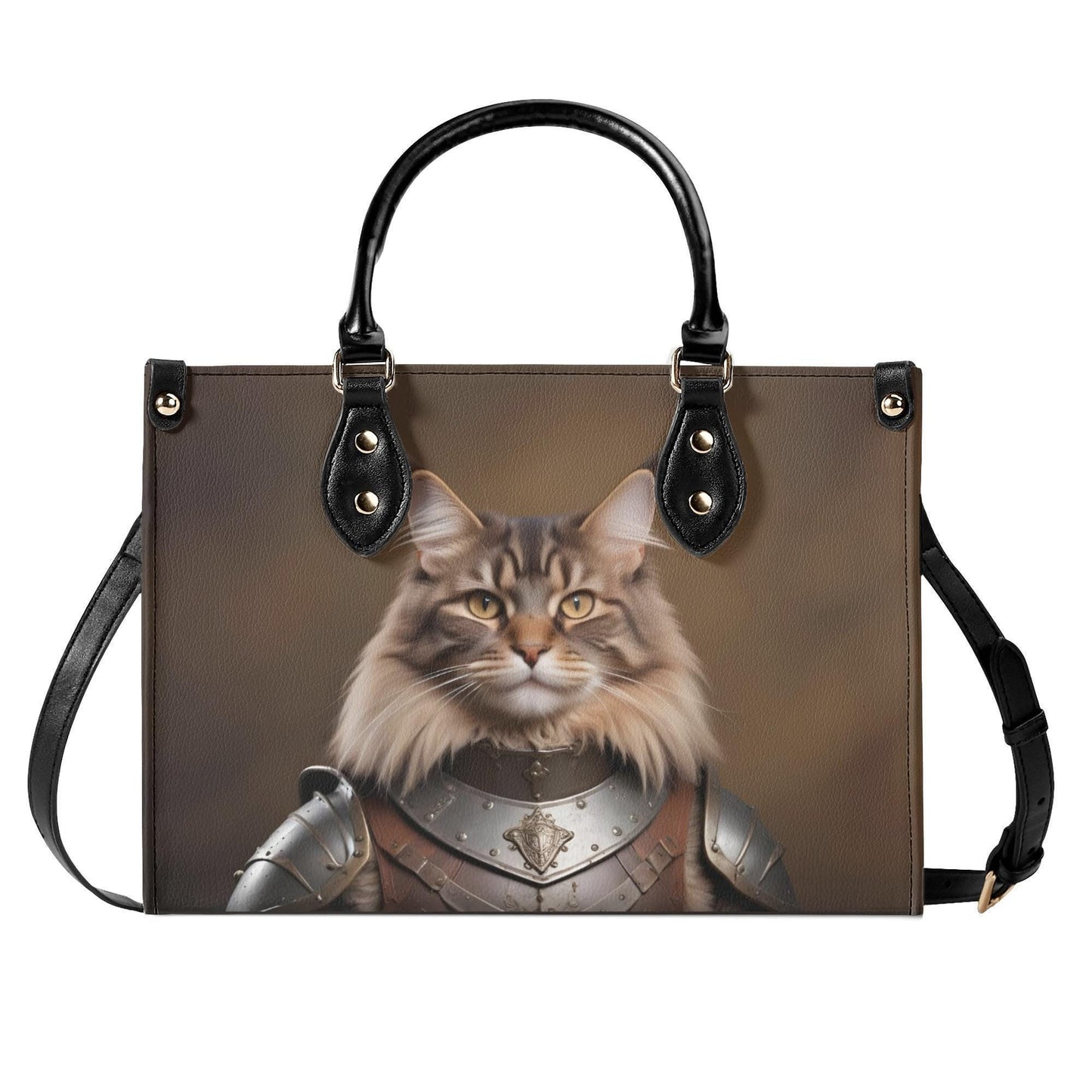 Medieval Knight Cat Bag Cute Crossbody Bag Unique Purse Cute Purse, Luxury Bag Vegan Leather Bags Printed Designer Bag