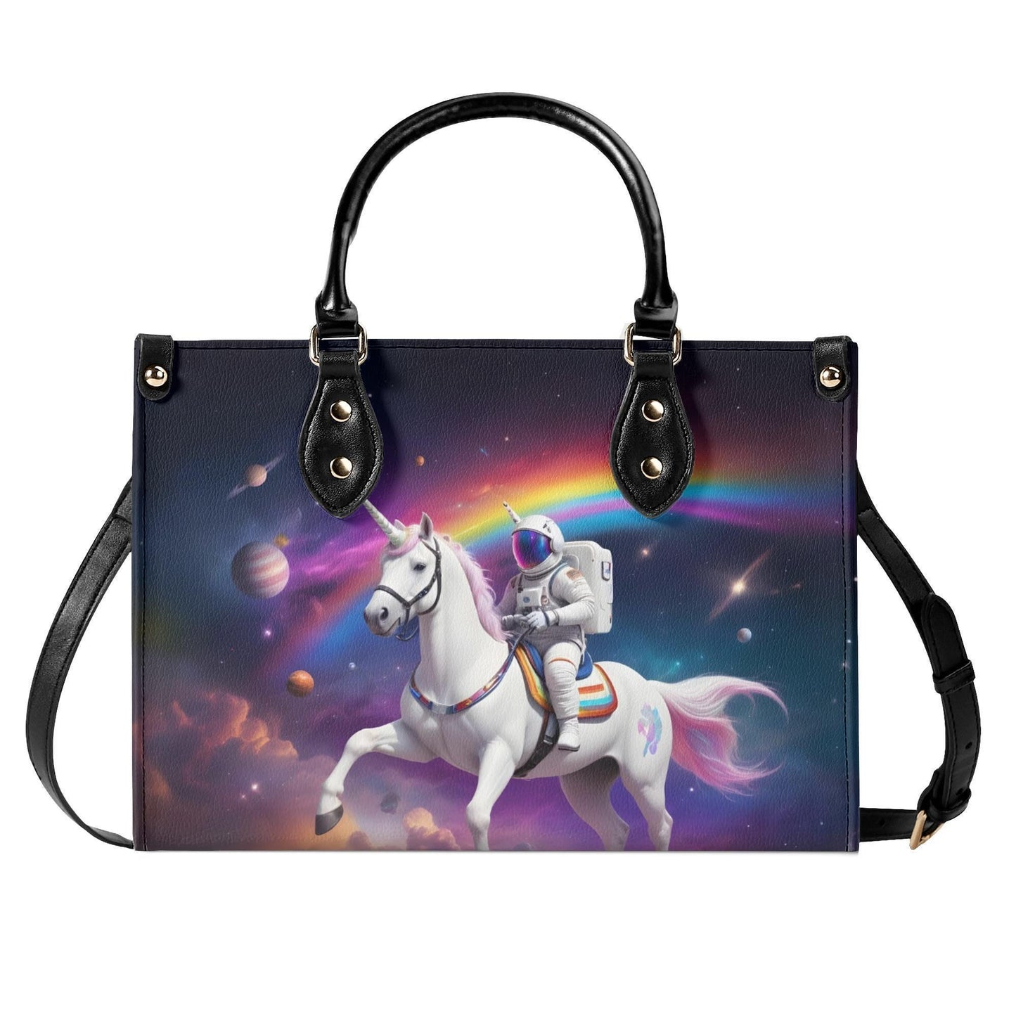Astronaut Unicorn Crossbody Bag - Mystical Vegan Leather Designer Purse, Unique Gift for Women