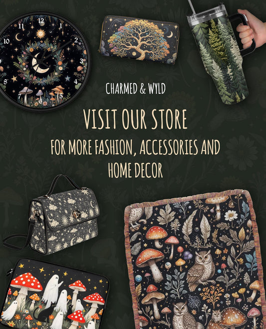 Wild Mushroom Blanket Hoodie, Green Witchy Black Wildflower Hooded Jumper