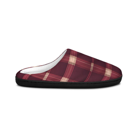 Women'sslipper Holiday Giftful Ideas Plaid Slippers Women's House Shoes Indoor Footwear HolidayGift WinterCozy HouseShoes Burgundy Gold