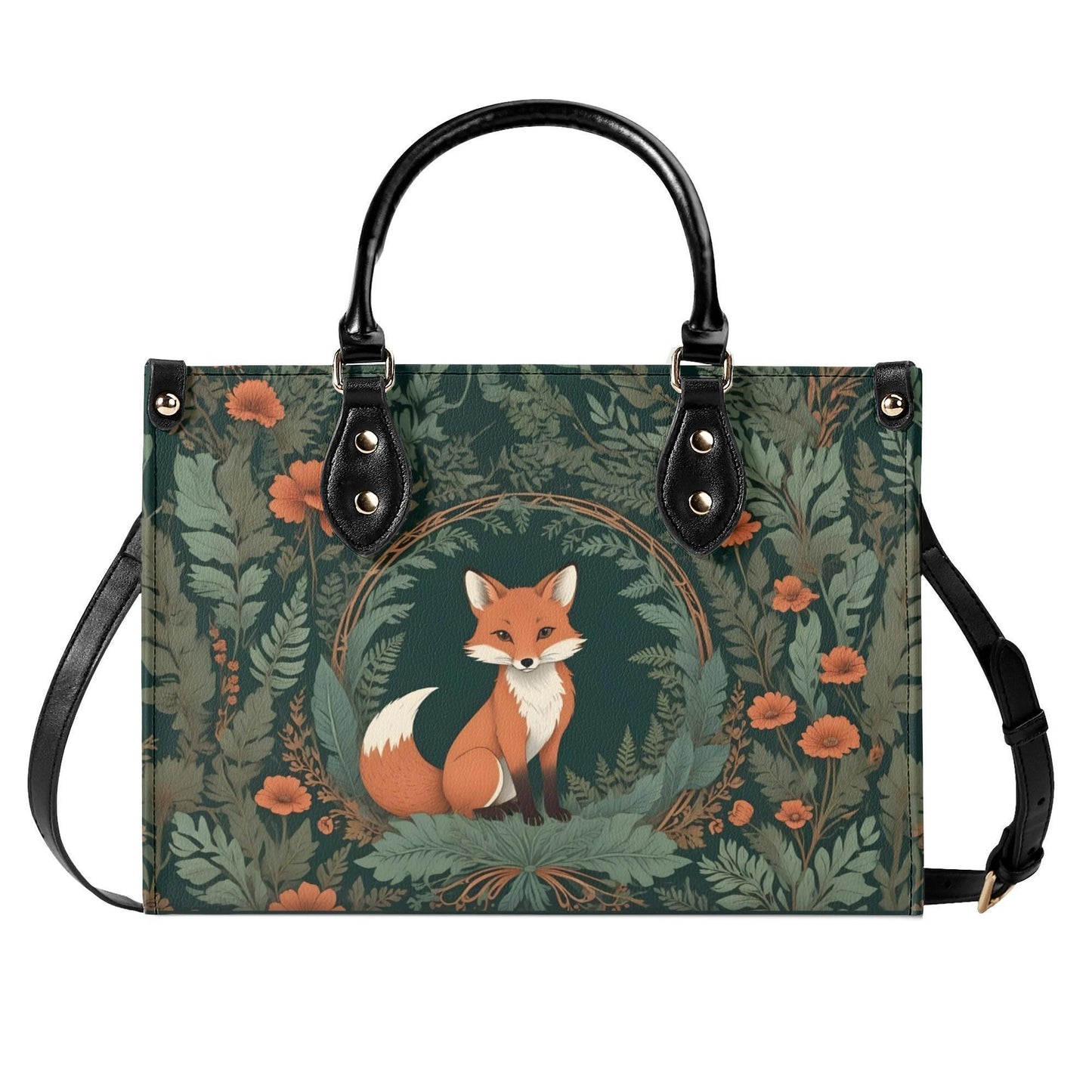 Forest Fox Crossbody Bag - Nature-Inspired Vegan Leather Designer Purse, Unique Gift for Women
