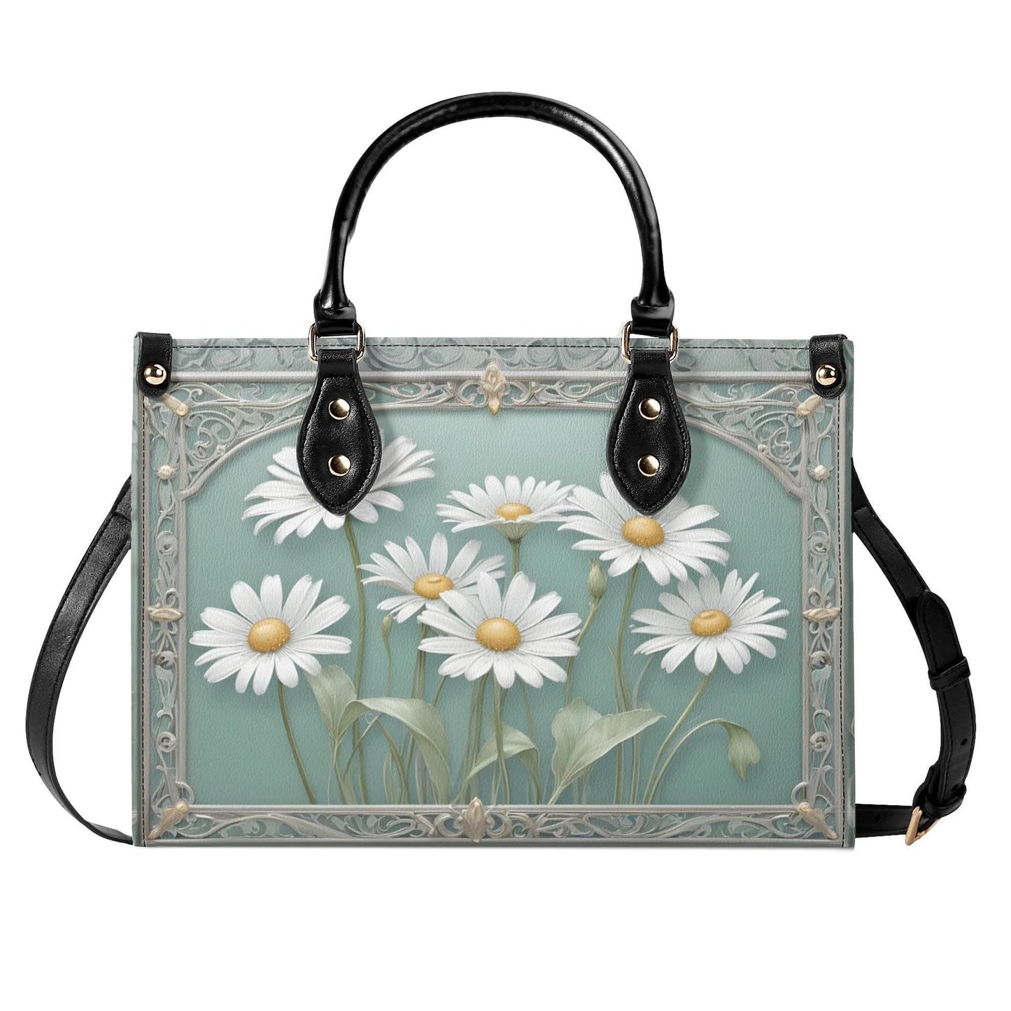 Daisies Crossbody Bag - Floral Vegan Leather Designer Purse, Unique Gift for Women