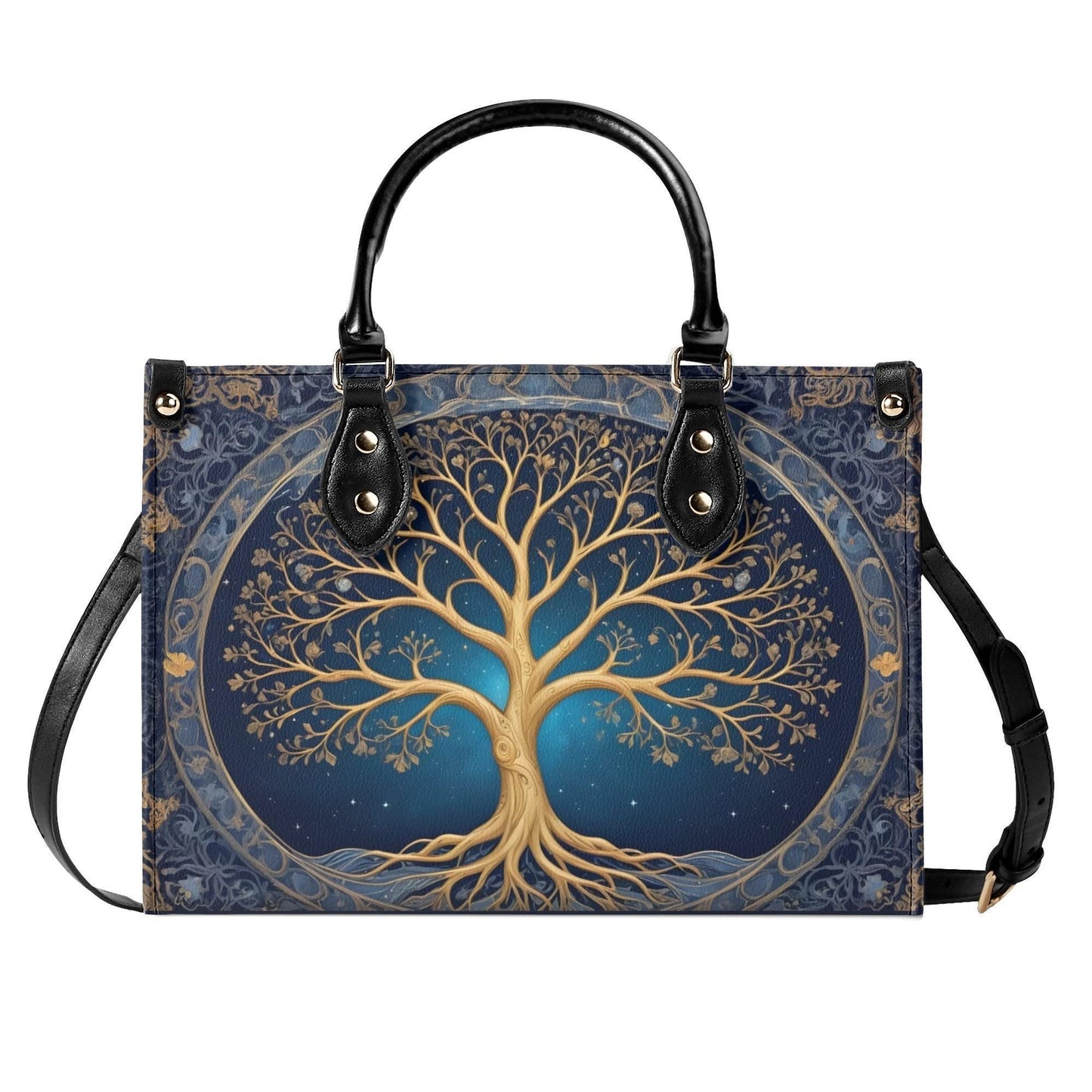 Cosmic Tree of Life Crossbody Bag - Mystical Art Nouveau Vegan Leather Purse, Unique Gift for Women