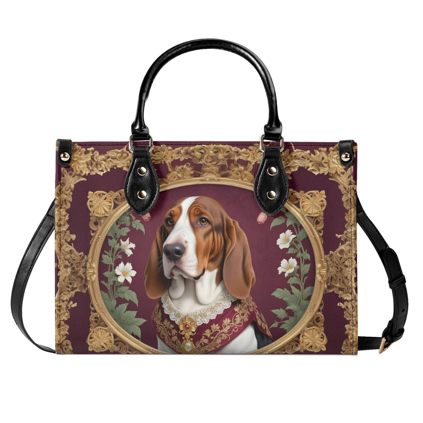 Distinguished Basset Hound Crossbody Bag - Art Nouveau Vegan Leather Purse, Unique Gift for Dog Lovers