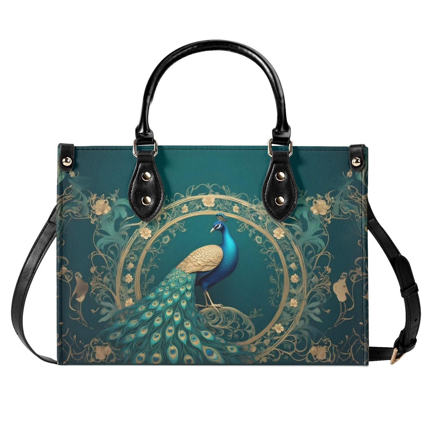 Elegant Peacock Crossbody Bag - Nature-Inspired Vegan Leather Designer Purse, Unique Gift for Women
