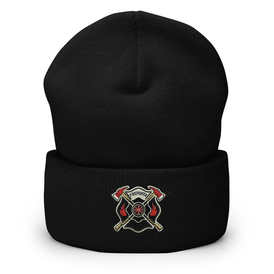 Firefighter Shield and Axe Embroidered Beanie | Winter Hat