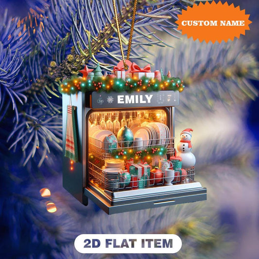 Personalized Dishwasher Christmas Ornament, 2D Flat Ornament, Dishwasher Lover Gift, Homemaker Gift, Gift For Her