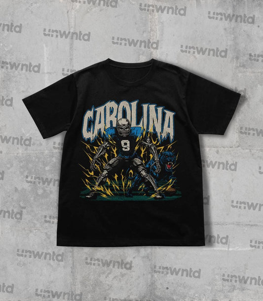 Carolina Football Shirt - Graphic Tees - Skeleton Shirt - Merch Tee - Gift Shirt - Bootleg Shirt - Skeleton Football Shirt - Panthers