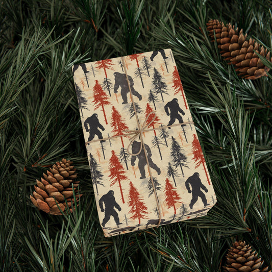 Funny Christmas Gift Wrapping Paper Rustic Bigfoot Gift Wrap Funny Sasquatch Giftwrap Birthday Christmas Presents Men Women