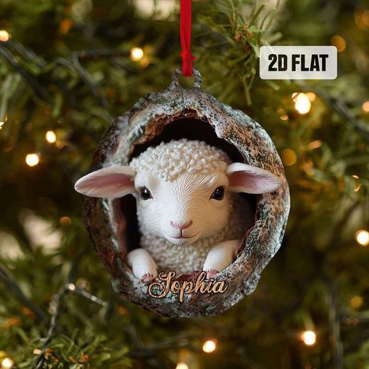 Personalized Sheep 2D Flat Ornament, Custom Sheep Christmas Tree Ornament, Sheep Christmas Home Decor, Farm Ornament, Gift for Animal Lovers