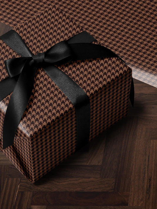 Brown Houndstooth Gift Wrap Birthday Wrapping Paper Idea Baby Shower Gift Wrap Chic Wrapping Paper Roll Moody Christmas Gift Wrap Idea