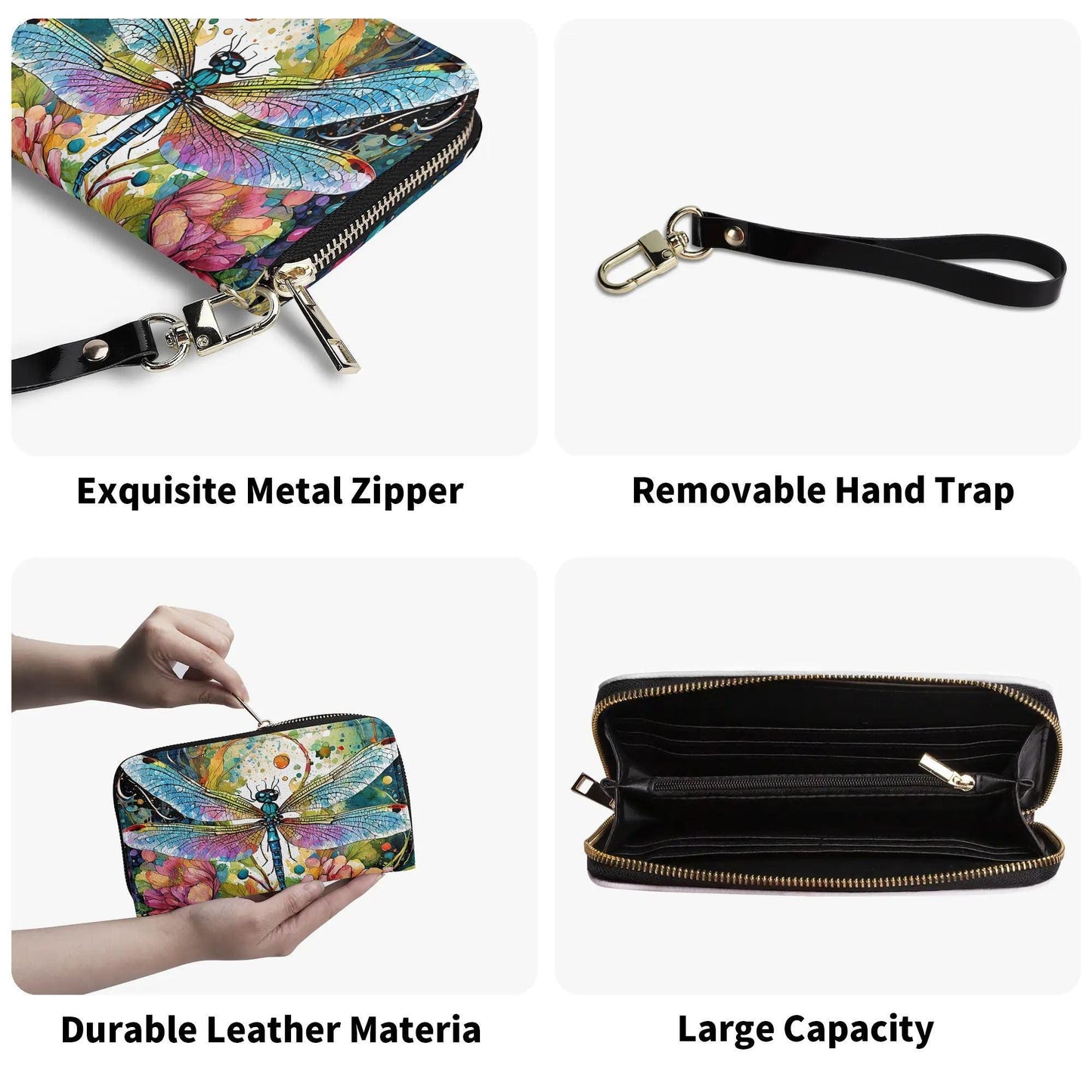 Watercolor Dragonfly Handbag. Colorful Handbag, Waterproof PU Leather Handbag, Top Handle Vegan Leather, Crossbody, Shoulder bag.