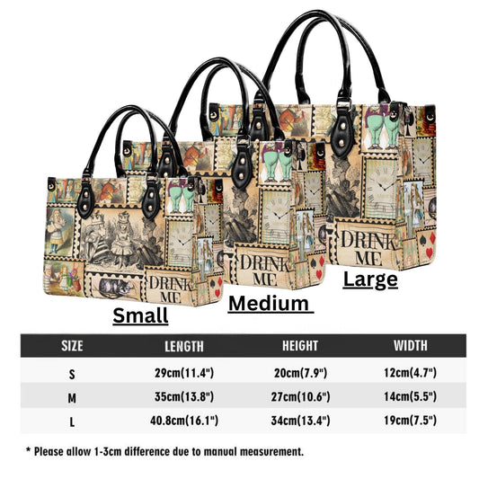 Alice in Wonderland Vintage Stamp Handbag. Womans leather purse. Vintage handbag. Gift for her, Gift for Friend. Leather handbag.