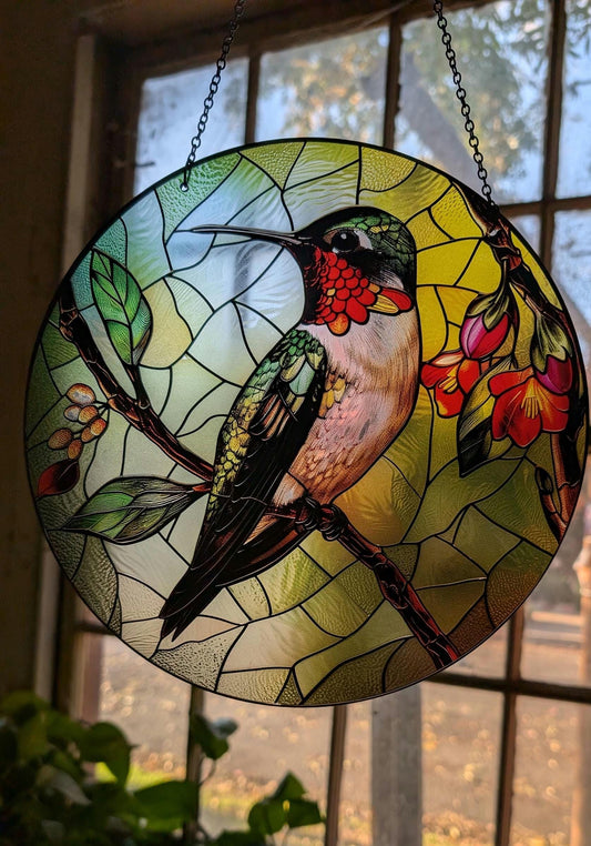 Hummingbird: Stained Glass Style Window Hanging