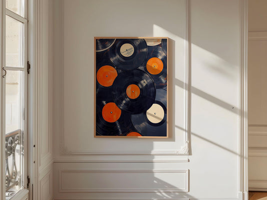 Vintage Vinyl Records Wall Art Print, Retro Music Lover Decor, Unique Record Album Artwork, Music Studio Wall Decor, Gift for Friends