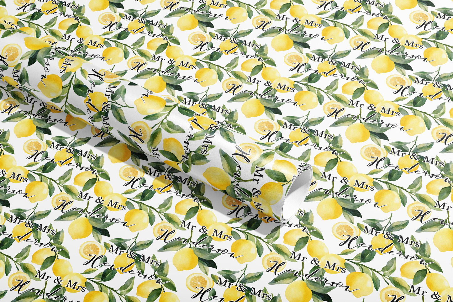 Personalised Wrapping Paper, Wedding, Gift Wrap, Your Names, Birthday, Lemons, Customised, Party, Engagement, Valentines, Anniversary