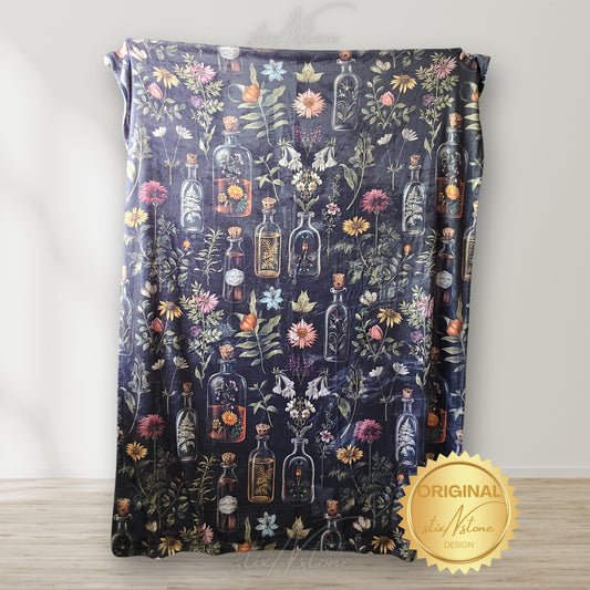 Apothecary Blanket, Cottagecore Blanket, Herbs and Spices, Apothecary Gift, Herbalist Gift, Throw Blanket Herbalist Gift, Witchy Blanket