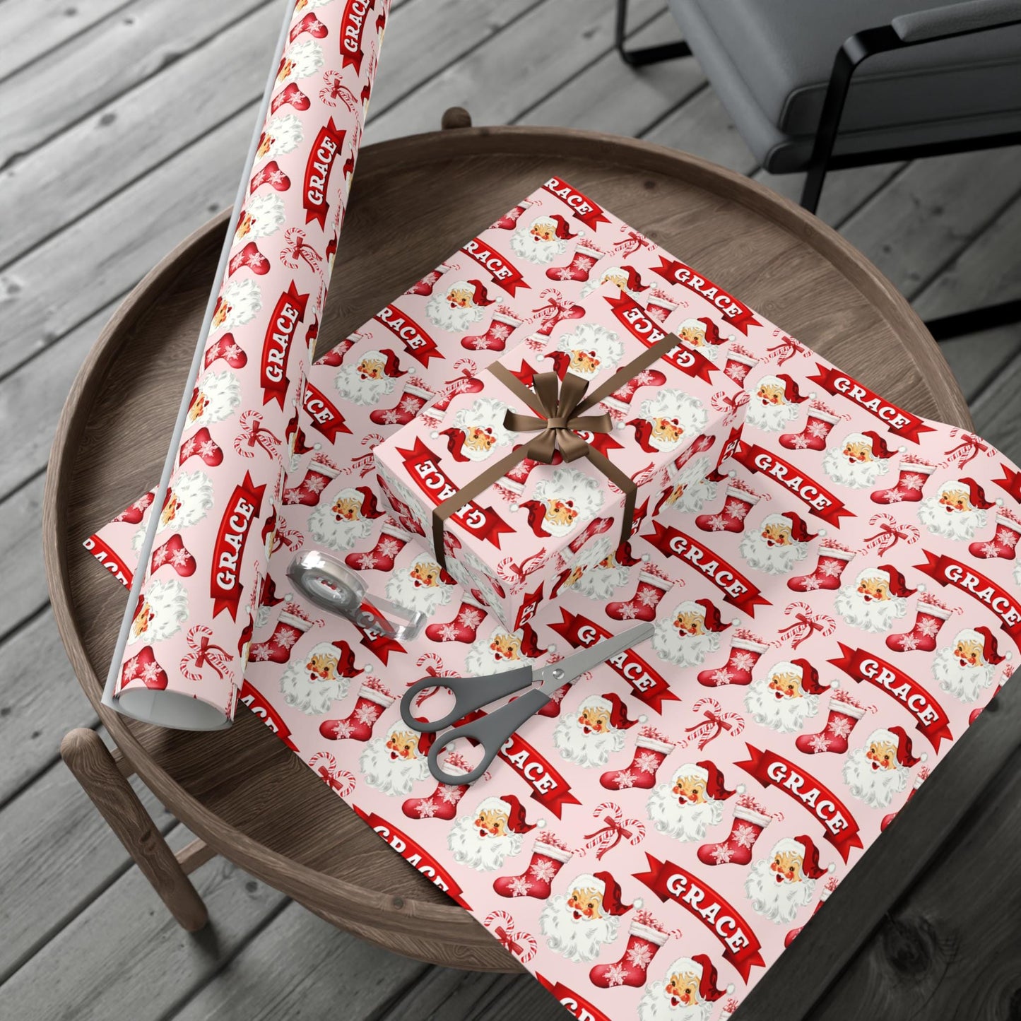 Kids Name Christmas Gift Wrapping - Childs Personalized Name - Vintage Christmas Gift Wrapping- Kids Name Gift Wrap -Childrens Gift Idea