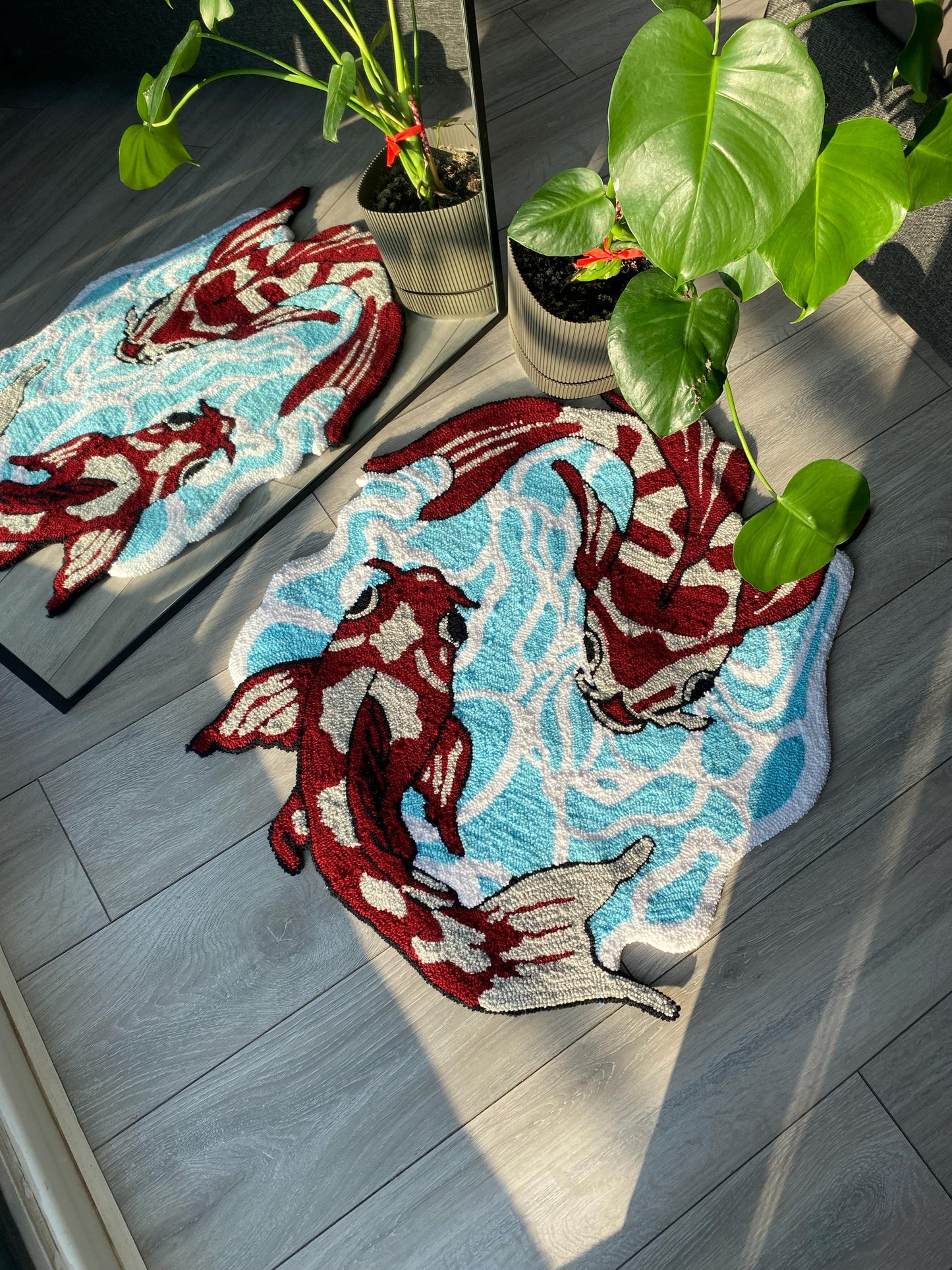 Handmade Koi Fish Rug – Unique Japanese Design for Home & Office Decor