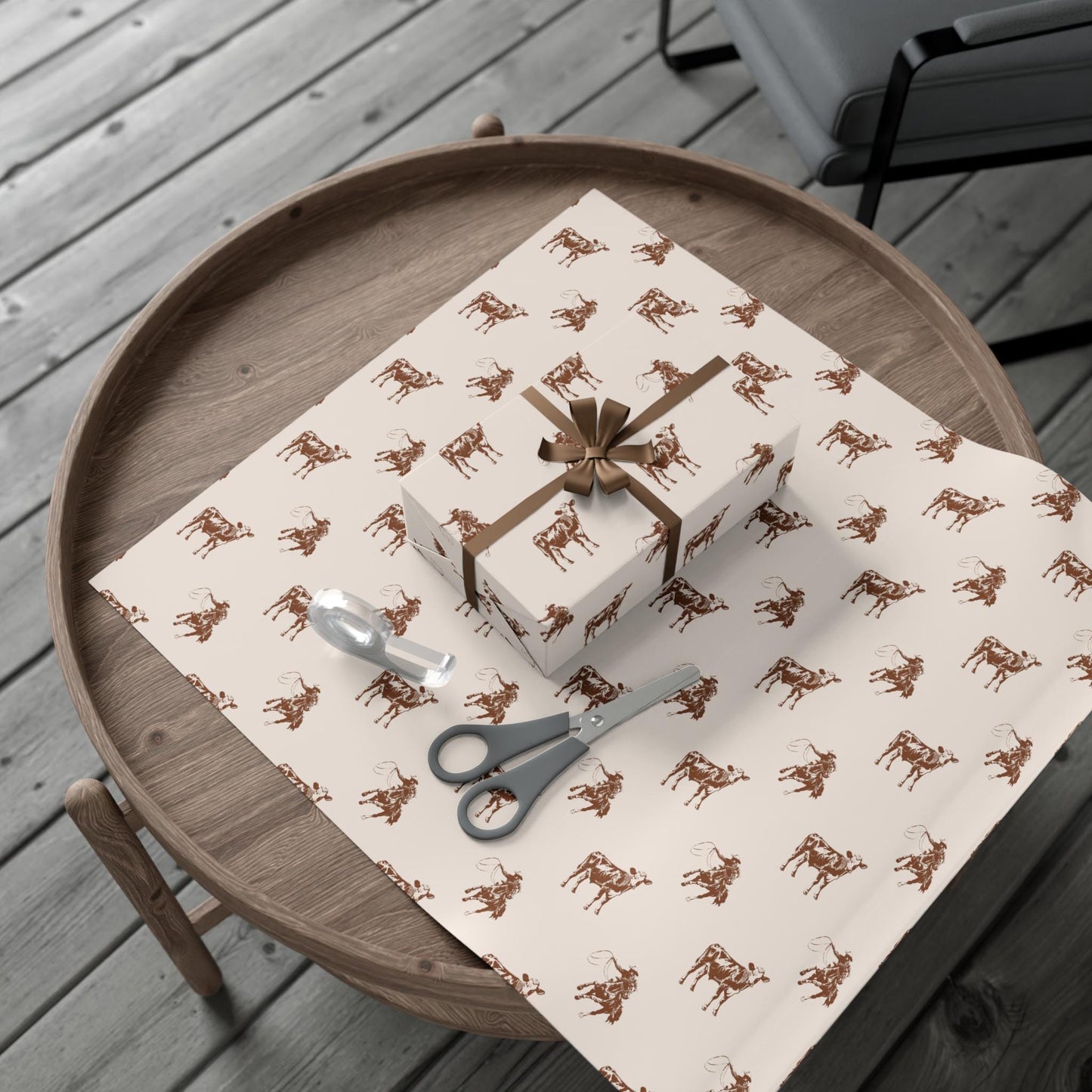 Vintage Western Gift Wrapping Paper: Cowboy & Cow Country Design