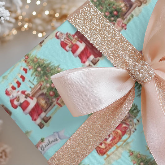 Vintage Santa Gift Wrap Papers - Retro Christmas Gift wrapping - Nostalgic Santa Claus Wrapping paper