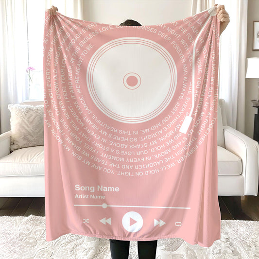 Personalized Music Lyrics Blanket, Custom Song Vinyl Lyrics Blanket, Mother's Day Gift, Girlfriend Gift, Anniversary Gift, Wedding Gift