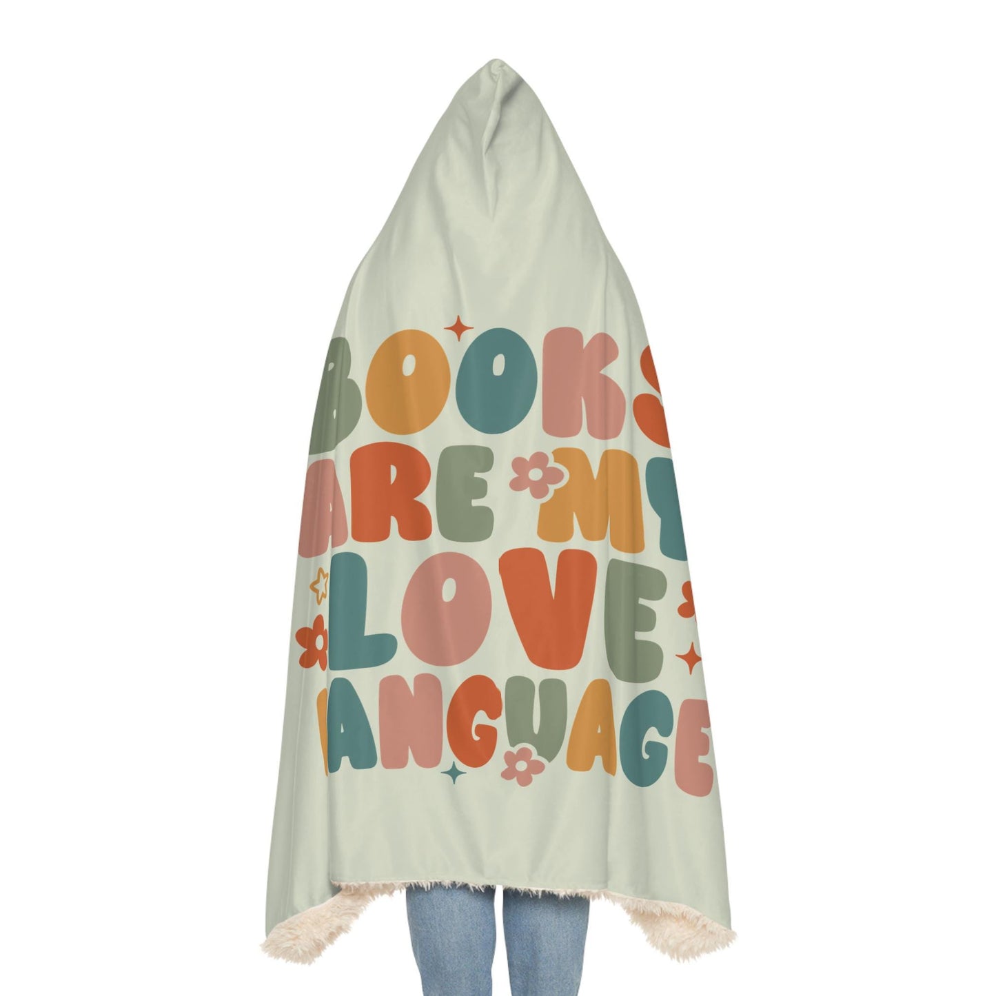 Books Are My love Language Hooded Blanket | Reading Blanket | Wearable Blanket | Hoodie Blanket | Snuggle Blanket | Sherpa Blanket