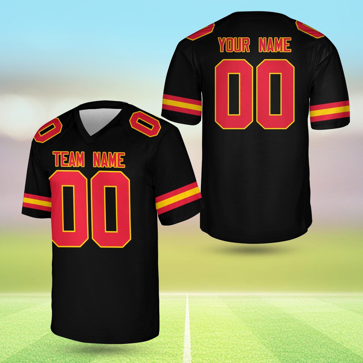 Personalized Team Name And Number Any Football Jersey, Custom V-neck Short Sleeve Jersey Shirt, Football Jersey For Football Fan Lover