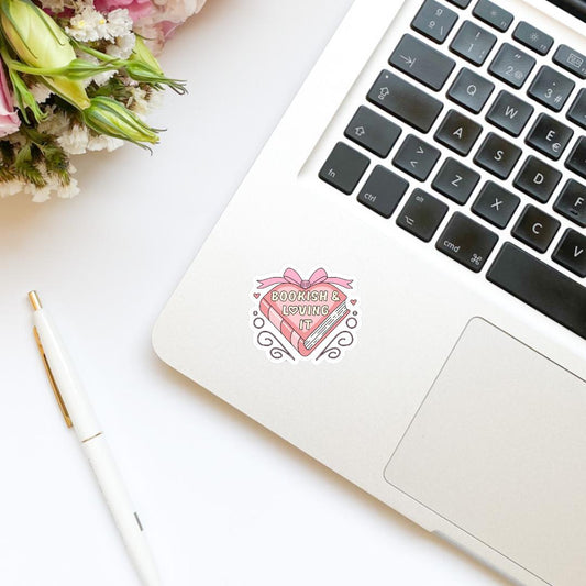 Bookish Girlie Coquette Bows Heart Sticker | Kindle Sticker | Book Club | Bookish Sticker | Funny | Die Cut | Decal | Pink Stickers | Bow