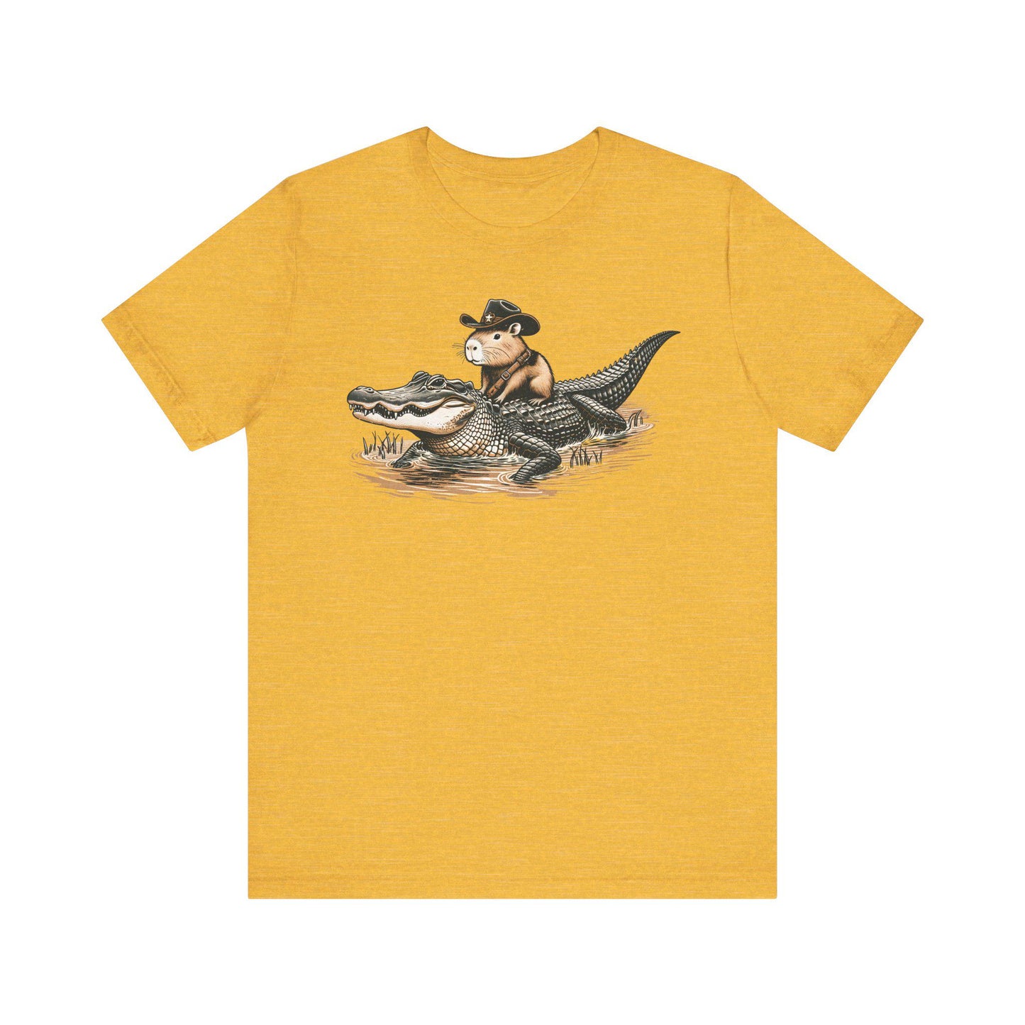 Funny Capybara Riding Alligator Shirt | Funny Animal T-shirt | Cute Reptile Tee | Humor Meme Shirts | Silly Gift Idea | Weird Hunting Tshirt