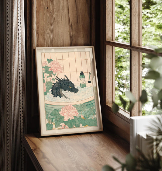 Black Dragon Bathroom Print: Japanese Ukiyo-e Art