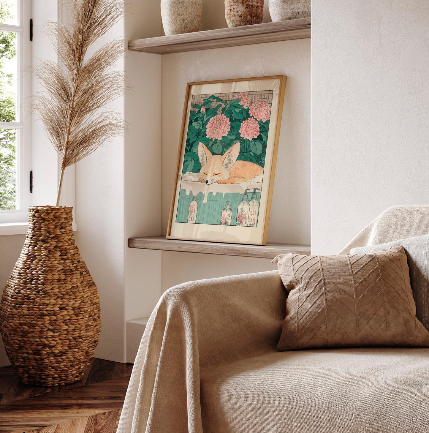 Fennec Fox Ukiyo-e Print: Japanese Bathroom Print