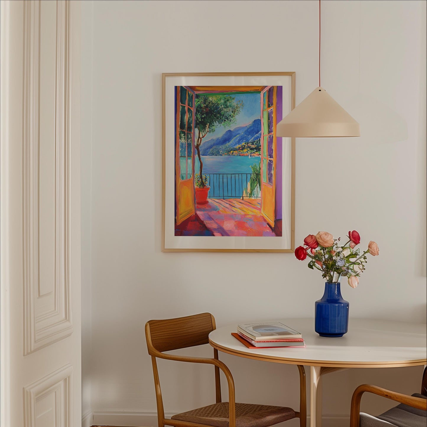 Open Window Henri Matisse Print, Henri Matisse Style Fauvism Painting, Modern Exhibition Print, Patio Doors Italy Mediterranean, Lake Como