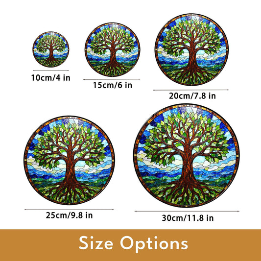 Stained Glass Tree Suncatcher Decorative Window Hanging Gift for Nature Lovers and Tree Enthusiasts
