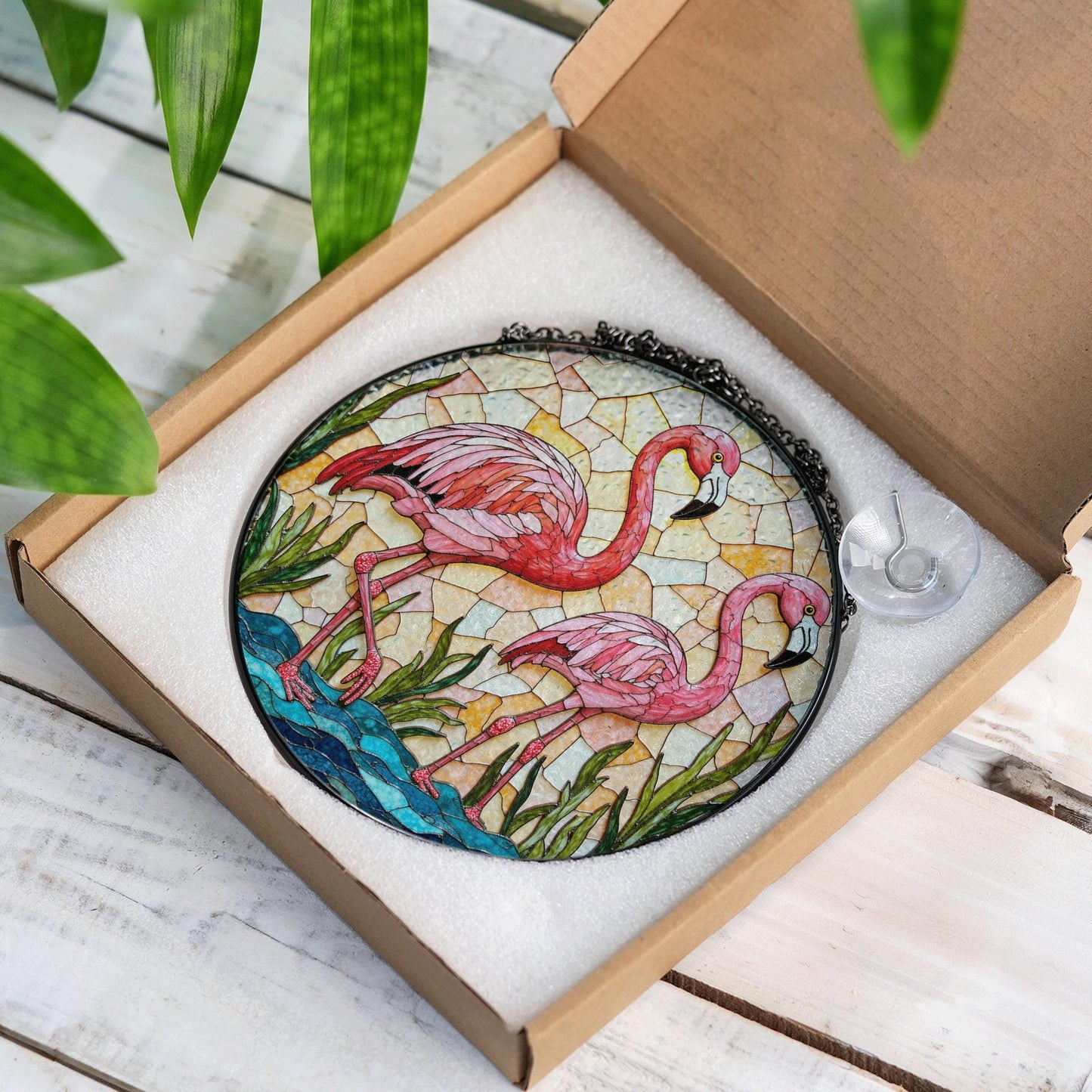Flamingo Stained Glass Suncatcher Window Decoration Art Gift for Her