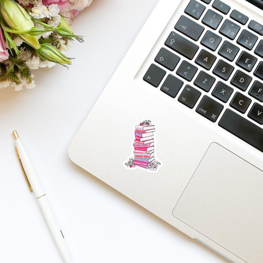 Smut Smutty Vibes Pink Floral Book Stack Sticker | Book Sticker | Bookish Stickers | Kindle Stickers | Book Lover | Romance Tropes
