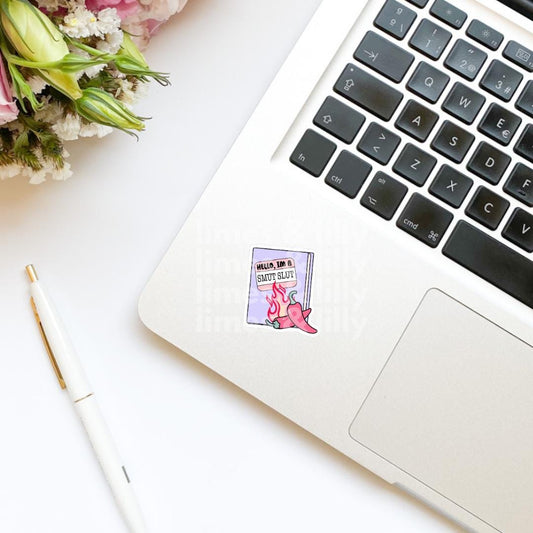 Hello I’m a Smut Slut Name Tag Book Sticker | Bookish stickers | kindle stickers | laptop | spicy romance | smutty | trendy stickers