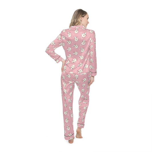 Kawaii Sleeping Bears Satin Pajama Set, Cute PJs for Women, Sleepwear Gift, Lounge Wear, Nightwear,