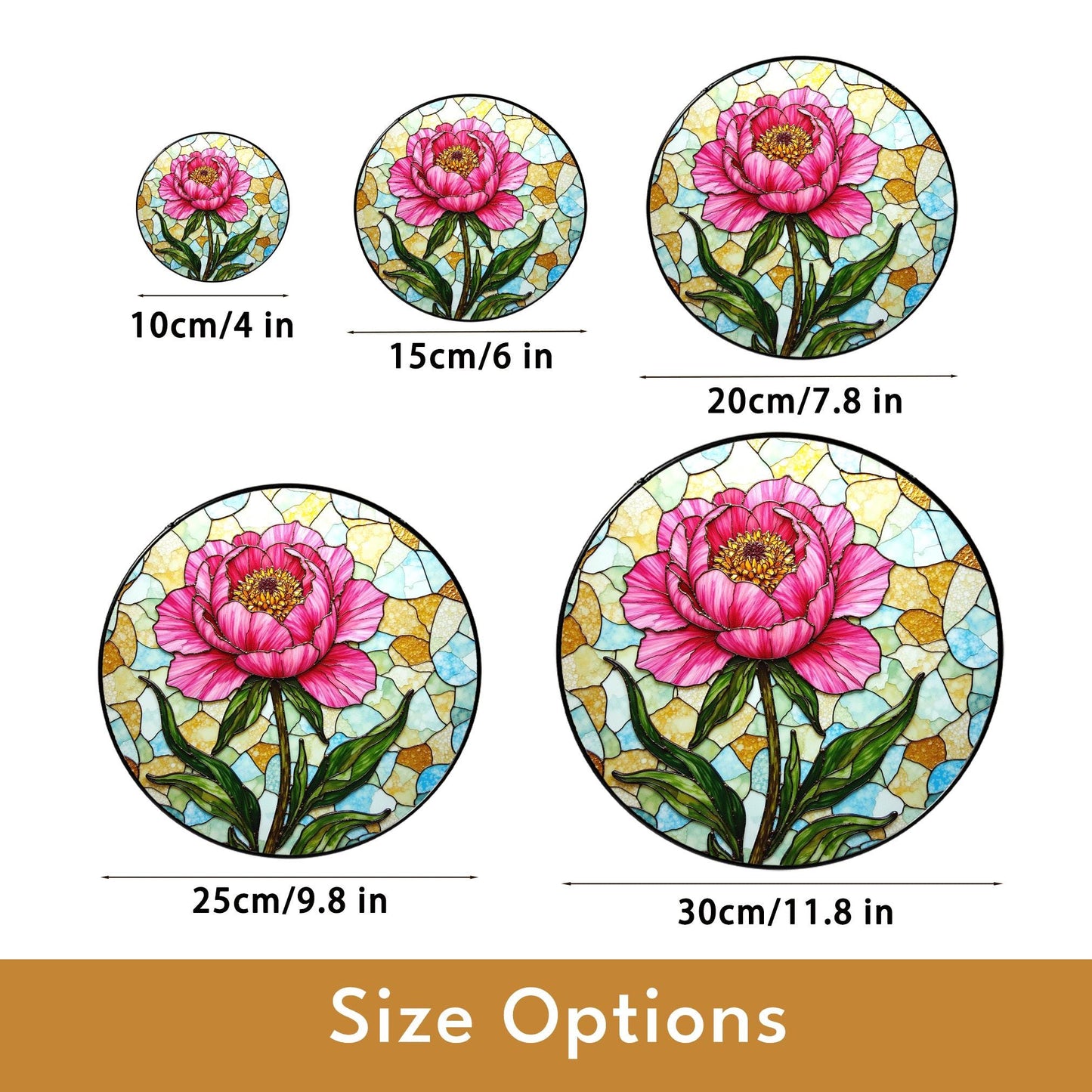 Stained Glass Peony Flower Suncatcher Sun Catcher for Home Decor Gift for Mom or Flower Lovers