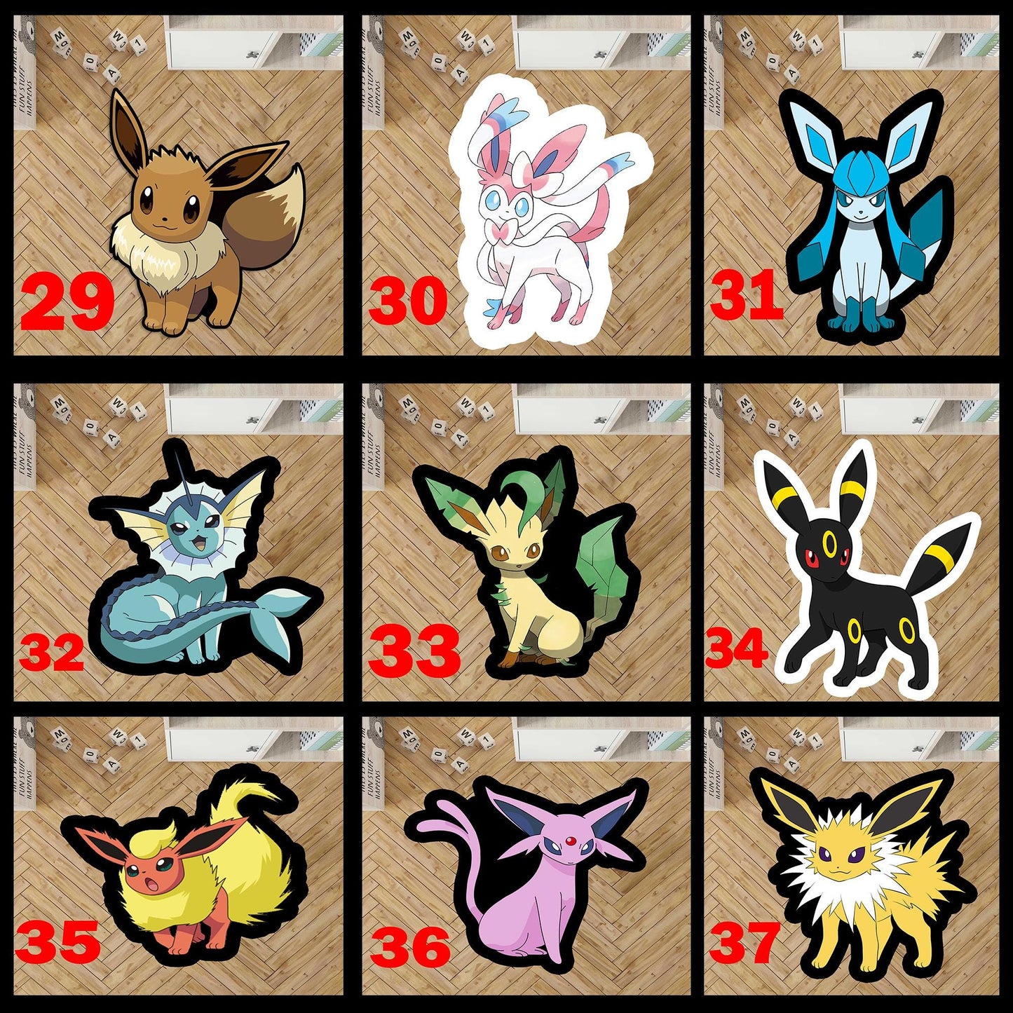 Sylveon rug, Eevee rug,Umbreon rug,Eevee Evolution rug,Eevee All Forms Evolution Rug ,Retro Game Rug, Game Rug, Game Room Decor, Custom rug