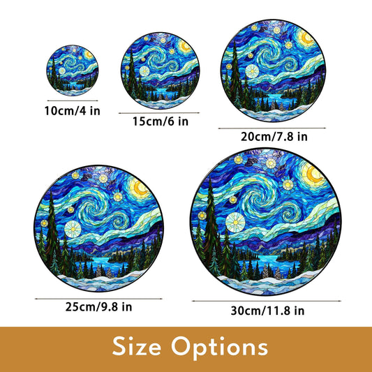 Starry Night Stained Glass Suncatcher Gift for Art Lovers