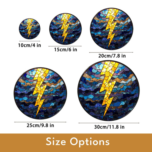 Lightning Bolt Stained Glass Suncatcher Window Hanging Gift for Storm Lovers