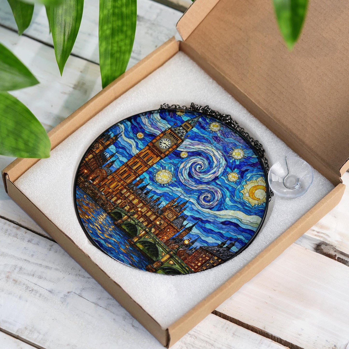 Starry Night Big Ben Suncatcher Handmade Art Gift For Her Decorative Window Ornament