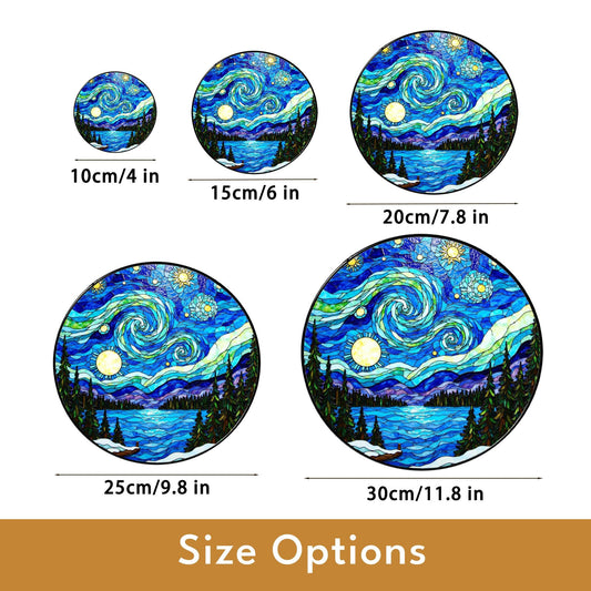 Starry Night Stained Glass Suncatcher Decorative Gift for Home Lovers