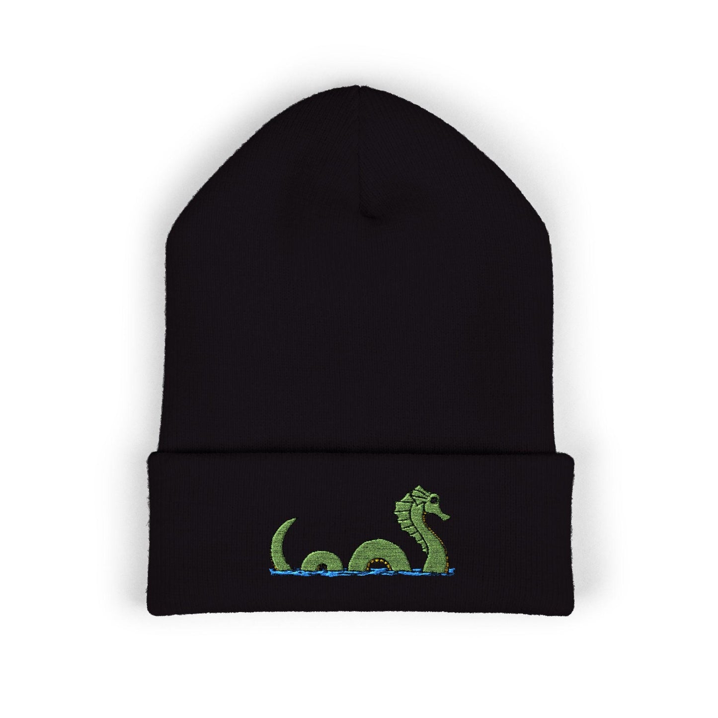 Sea Monster Embroidered Beanie, Cozy Winter Hat, Loch Ness Monster Serpent Nessie Design, Gift for Him/Her, Outdoor Fashion