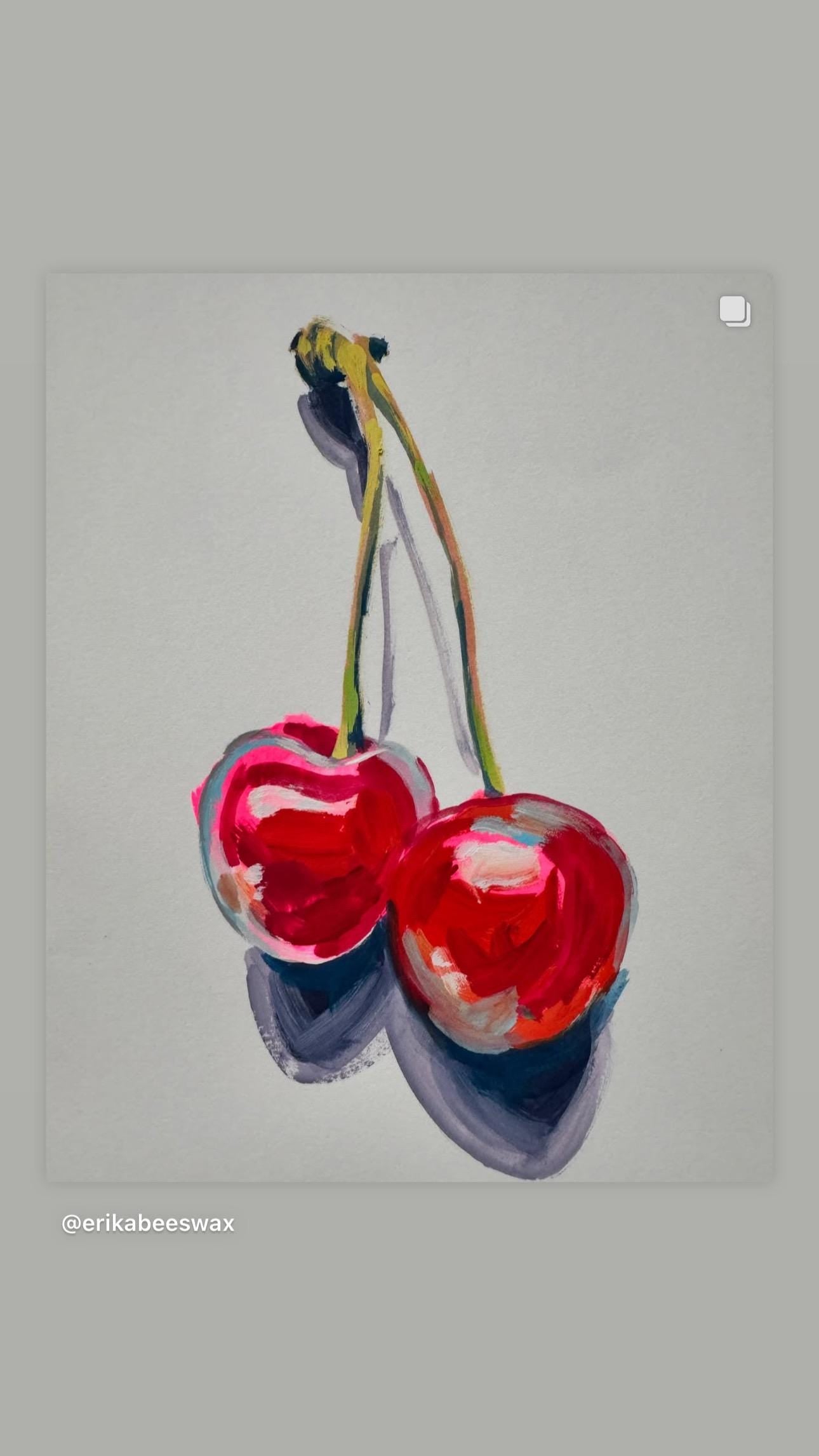 Cherry Drops | Original Gouache Painting by Erika Lamar Buentello