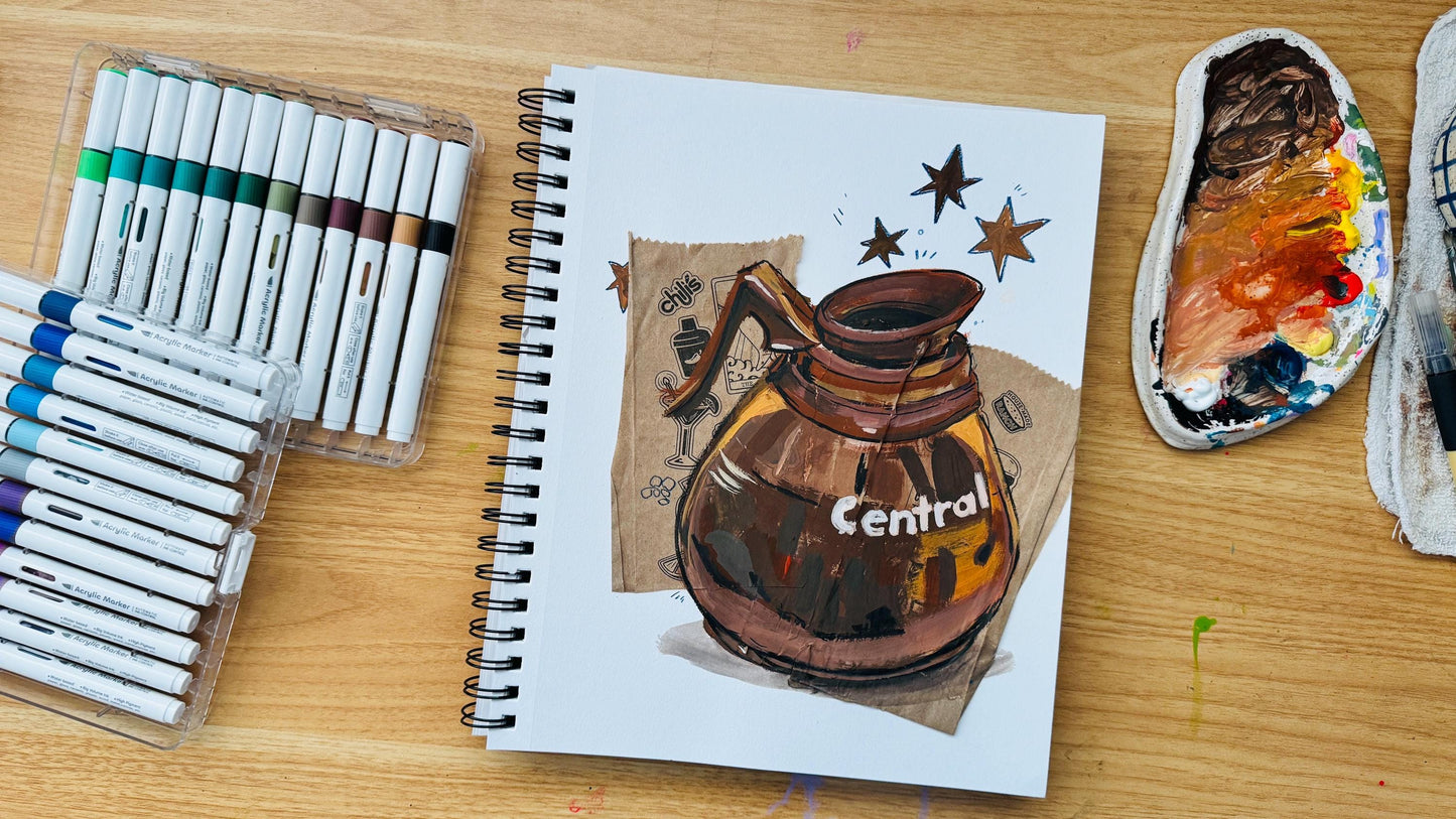 Diner Coffee Original Mixed Media Artwork