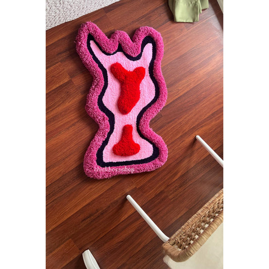 3D Pink Abstract Decorative Tufted Rug - Funky Organic Colorful Handmade Shaped Rug